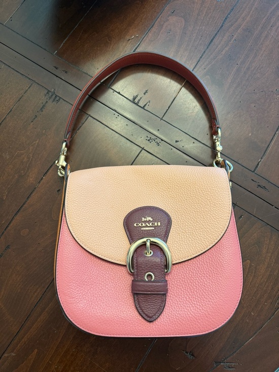 Coach Handbags - Coach Colorblock Pebbled Leather Shoulder Bag USED
